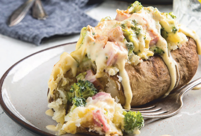 Broccoli, Ham, and Cheese Stuffed Potatoes