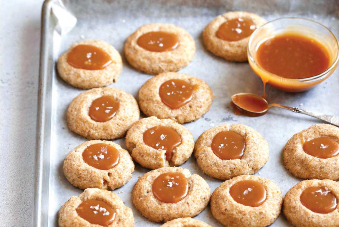 easy cookie recipes : Salted Caramel Thumbprint Cookies recipe “makes 20”